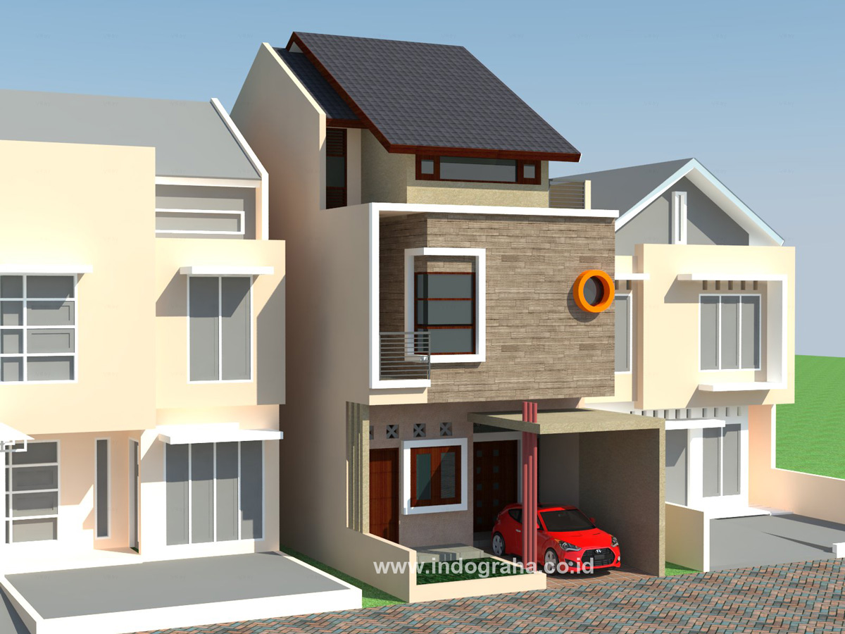 Model Rumah Minimalis Modern 2.5 Lantai di Gandul Cinere 