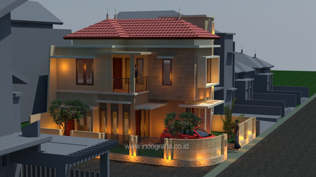 Desain rumah  minimalis  2 lantai kavling sudut di Tebet 